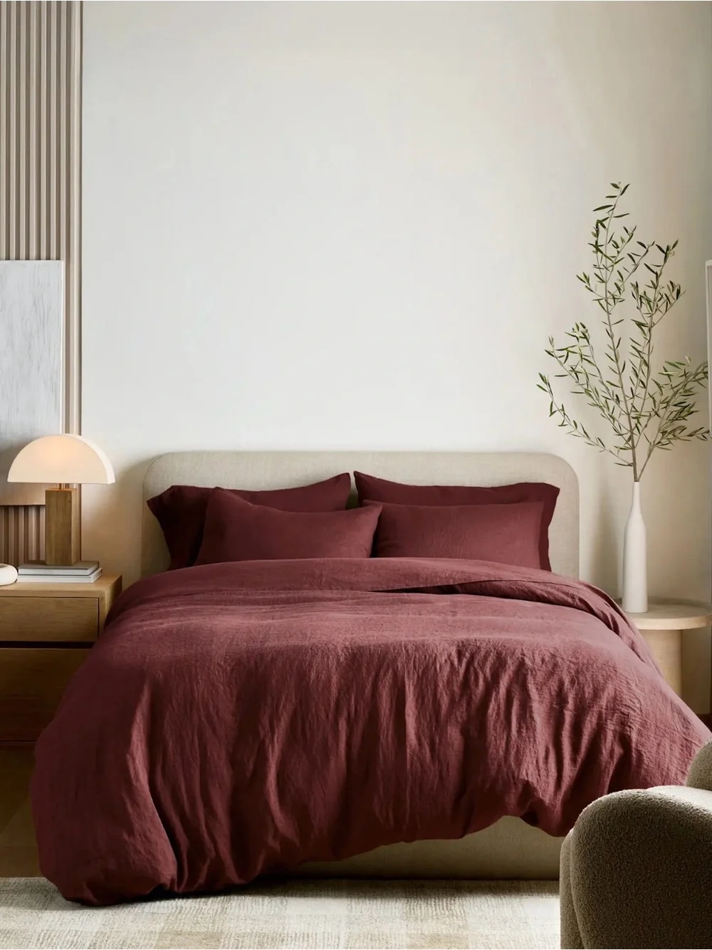 Burgundy European Linen Full/Queen Duvet - Retail $164